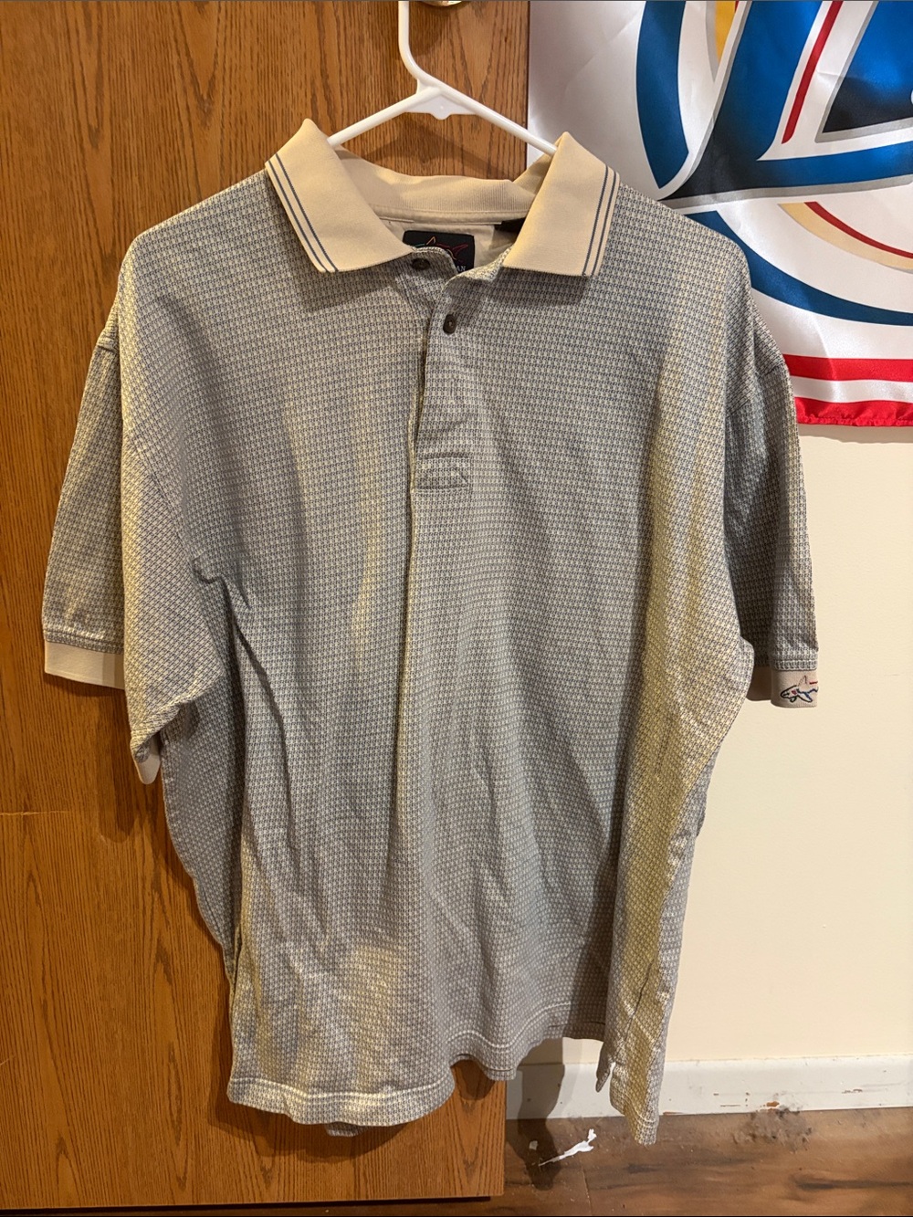 Greg Norman Collection Light Gray Polo with Cream Collar